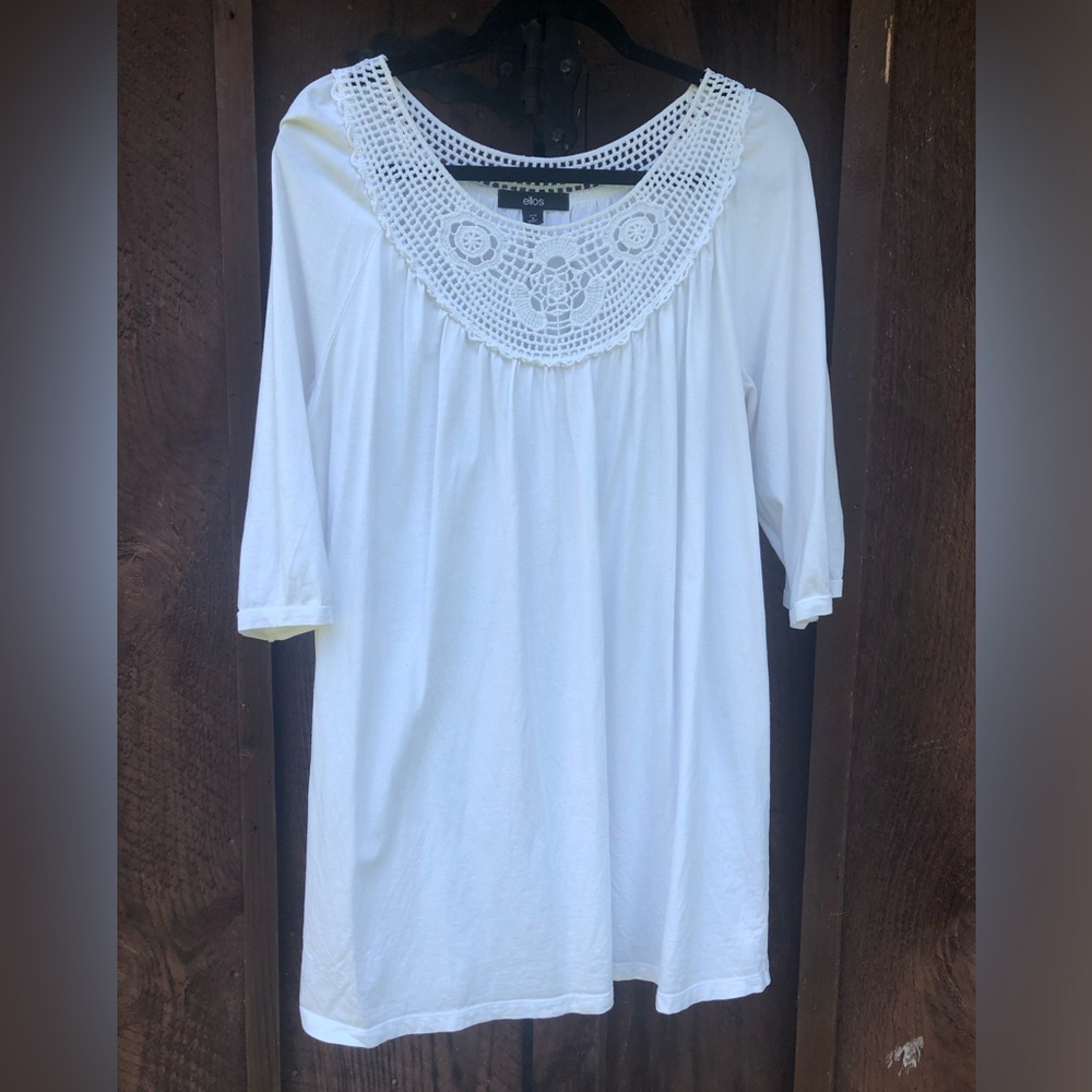 Ellos White Crochet Trim Tunic